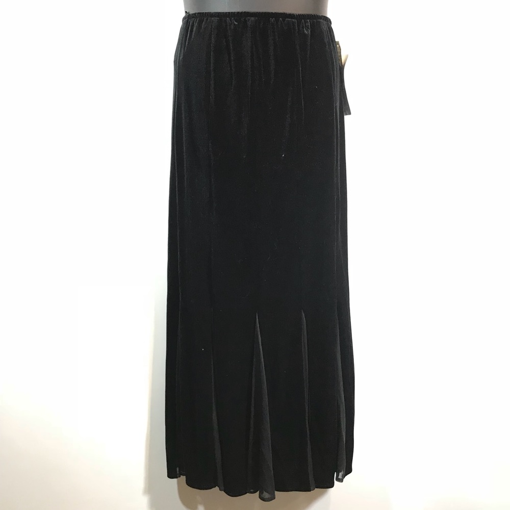 MSK Black Velour &  Sheer Medium Petite Maxi Skirt